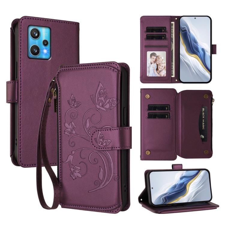 Butterfly Love Flower Multi-card Zipper Wallet Leather Phone Case, For Realme C55 4G Global / Narzo N55, For Realme C33 2023 / 2022, For Realme 10T 5G / 10S 5G, For Realme GT3 5G /  GT Neo 5 240W, For Realme 10 Pro 5G, For Realme 10 Pro+ 5G            ...