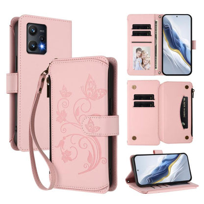 Butterfly Love Flower Multi-card Zipper Wallet Leather Phone Case, For Realme GT Neo 3, For Realme 9 5G India, For Realme 9 Pro 5G Global / 9 5G EU
