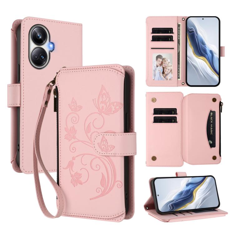 Butterfly Love Flower Multi-card Zipper Wallet Leather Phone Case, For Realme C55 4G Global / Narzo N55, For Realme C33 2023 / 2022, For Realme 10T 5G / 10S 5G, For Realme GT3 5G /  GT Neo 5 240W, For Realme 10 Pro 5G, For Realme 10 Pro+ 5G            ...