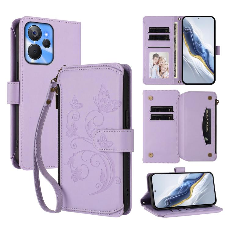 Butterfly Love Flower Multi-card Zipper Wallet Leather Phone Case, For Realme C55 4G Global / Narzo N55, For Realme C33 2023 / 2022, For Realme 10T 5G / 10S 5G, For Realme GT3 5G /  GT Neo 5 240W, For Realme 10 Pro 5G, For Realme 10 Pro+ 5G            ...