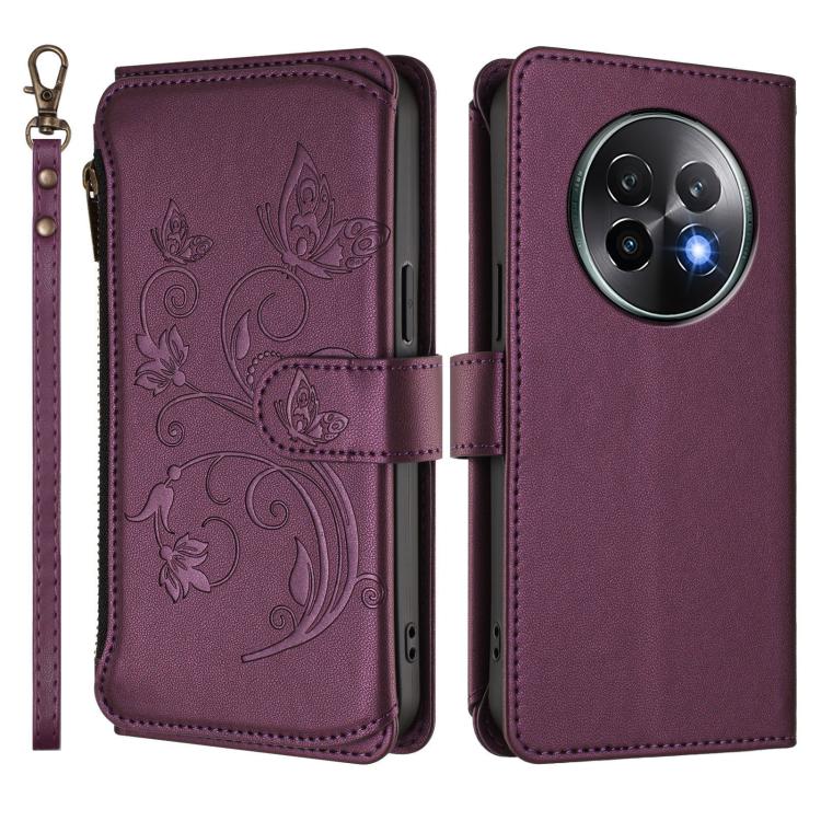 Butterfly Love Flower Multi-card Zipper Wallet Leather Phone Case, For Realme 13+ 5G Global, For Realme 13 Pro / 13 Pro+ 5G Global, For Realme GT 6 5G / GT 6T 5G Global, For Realme C67 4G / 12 Lite 4G Global, For Realme 12 Pro / 12 Pro+ / P1 Pro 5G    ...