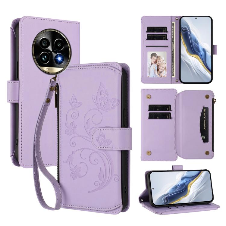 Butterfly Love Flower Multi-card Zipper Wallet Leather Phone Case, For Realme 13+ 5G Global, For Realme 13 Pro / 13 Pro+ 5G Global, For Realme GT 6 5G / GT 6T 5G Global, For Realme C67 4G / 12 Lite 4G Global, For Realme 12 Pro / 12 Pro+ / P1 Pro 5G    ...