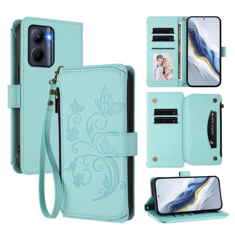 Butterfly Love Flower Multi-card Zipper Wallet Leather Phone Case, For Realme C55 4G Global / Narzo N55, For Realme C33 2023 / 2022, For Realme 10T 5G / 10S 5G, For Realme GT3 5G /  GT Neo 5 240W, For Realme 10 Pro 5G, For Realme 10 Pro+ 5G            ...