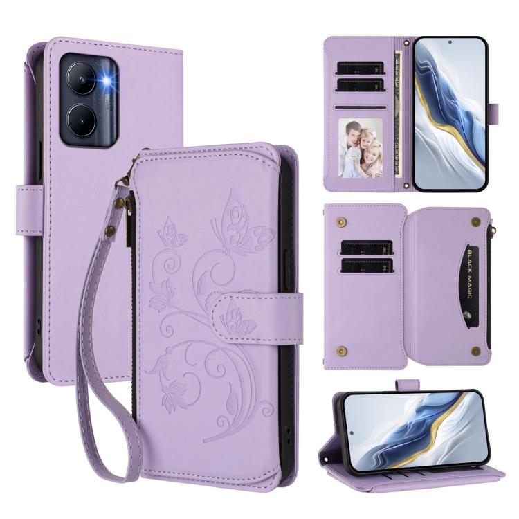 Butterfly Love Flower Multi-card Zipper Wallet Leather Phone Case, For Realme C55 4G Global / Narzo N55, For Realme C33 2023 / 2022, For Realme 10T 5G / 10S 5G, For Realme GT3 5G /  GT Neo 5 240W, For Realme 10 Pro 5G, For Realme 10 Pro+ 5G            ...