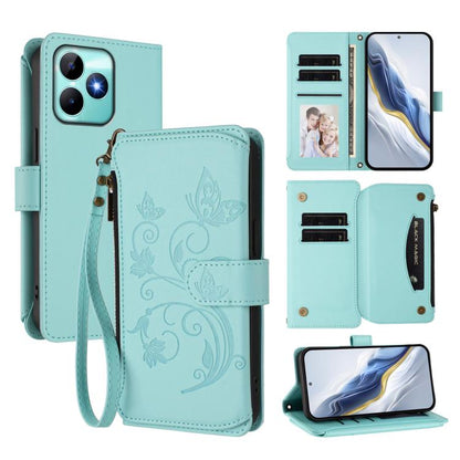 Butterfly Love Flower Multi-card Zipper Wallet Leather Phone Case, For Realme 13+ 5G Global, For Realme 13 Pro / 13 Pro+ 5G Global, For Realme GT 6 5G / GT 6T 5G Global, For Realme C67 4G / 12 Lite 4G Global, For Realme 12 Pro / 12 Pro+ / P1 Pro 5G    ...