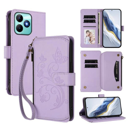 Butterfly Love Flower Multi-card Zipper Wallet Leather Phone Case, For Realme 13+ 5G Global, For Realme 13 Pro / 13 Pro+ 5G Global, For Realme GT 6 5G / GT 6T 5G Global, For Realme C67 4G / 12 Lite 4G Global, For Realme 12 Pro / 12 Pro+ / P1 Pro 5G    ...