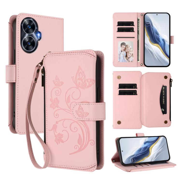 Butterfly Love Flower Multi-card Zipper Wallet Leather Phone Case, For Realme C55 4G Global / Narzo N55, For Realme C33 2023 / 2022, For Realme 10T 5G / 10S 5G, For Realme GT3 5G /  GT Neo 5 240W, For Realme 10 Pro 5G, For Realme 10 Pro+ 5G            ...