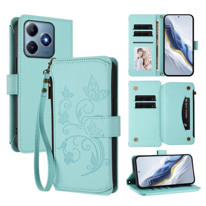 Butterfly Love Flower Multi-card Zipper Wallet Leather Phone Case, For Realme P3 Ultra 5G Global, For Realme P3 Pro 5G Global, For Realme C75 4G Global / 14x 5G India, For Realme 14 Pro+ 5G, For Realme 14 Pro+ 5G Global, For Realme 14 Pro 5G India     ...