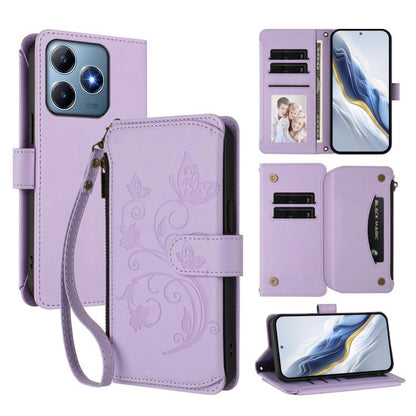 Butterfly Love Flower Multi-card Zipper Wallet Leather Phone Case, For Realme P3 Ultra 5G Global, For Realme P3 Pro 5G Global, For Realme C75 4G Global / 14x 5G India, For Realme 14 Pro+ 5G, For Realme 14 Pro+ 5G Global, For Realme 14 Pro 5G India     ...