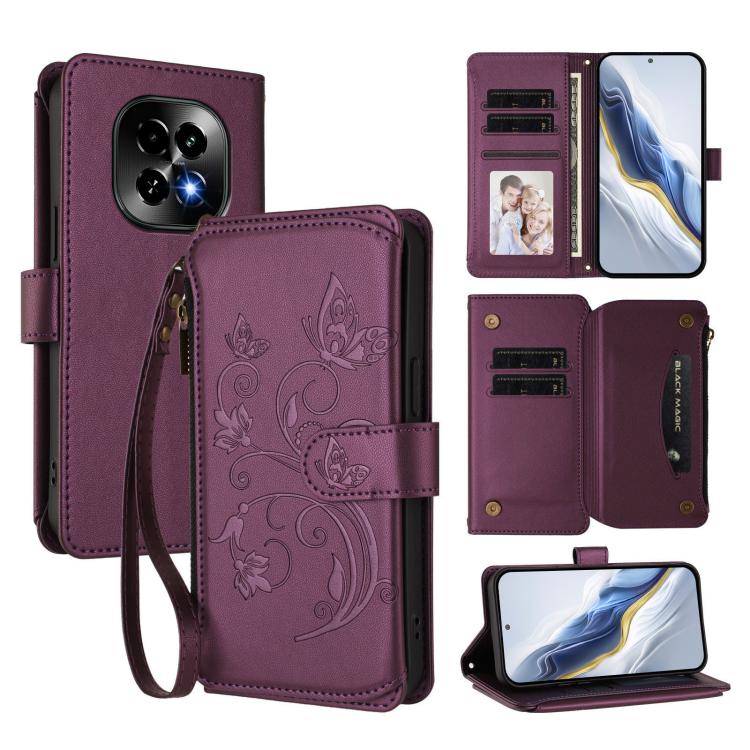 Butterfly Love Flower Multi-card Zipper Wallet Leather Phone Case, For Realme P3 Ultra 5G Global, For Realme P3 Pro 5G Global, For Realme C75 4G Global / 14x 5G India, For Realme 14 Pro+ 5G, For Realme 14 Pro+ 5G Global, For Realme 14 Pro 5G India     ...