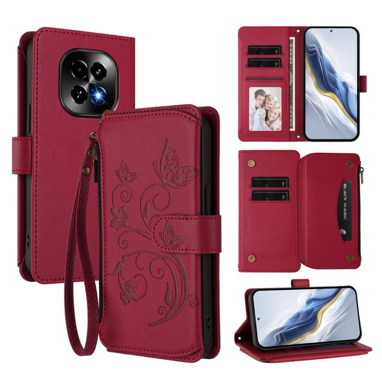 Butterfly Love Flower Multi-card Zipper Wallet Leather Phone Case, For Realme P3 Ultra 5G Global, For Realme P3 Pro 5G Global, For Realme C75 4G Global / 14x 5G India, For Realme 14 Pro+ 5G, For Realme 14 Pro+ 5G Global, For Realme 14 Pro 5G India     ...