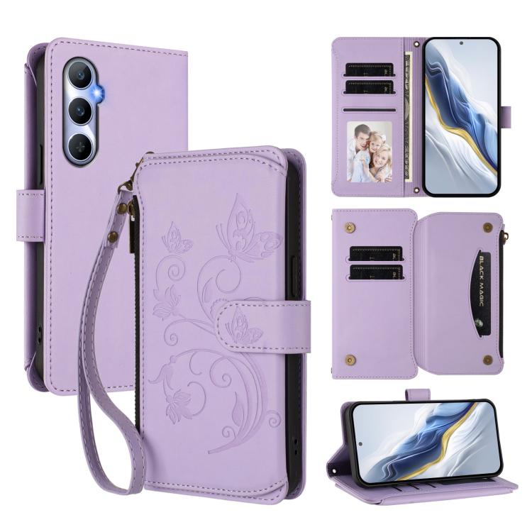Butterfly Love Flower Multi-card Zipper Wallet Leather Phone Case, For Realme 13+ 5G Global, For Realme 13 Pro / 13 Pro+ 5G Global, For Realme GT 6 5G / GT 6T 5G Global, For Realme C67 4G / 12 Lite 4G Global, For Realme 12 Pro / 12 Pro+ / P1 Pro 5G    ...