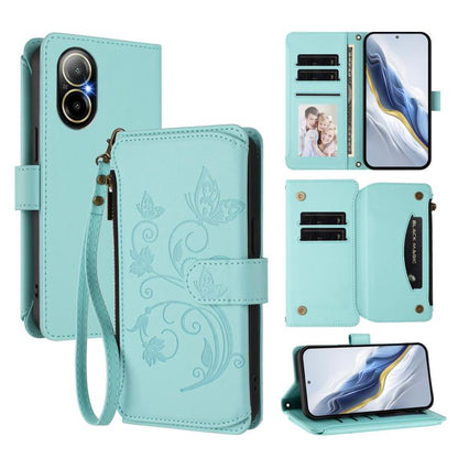 Butterfly Love Flower Multi-card Zipper Wallet Leather Phone Case, For Realme 13+ 5G Global, For Realme 13 Pro / 13 Pro+ 5G Global, For Realme GT 6 5G / GT 6T 5G Global, For Realme C67 4G / 12 Lite 4G Global, For Realme 12 Pro / 12 Pro+ / P1 Pro 5G    ...