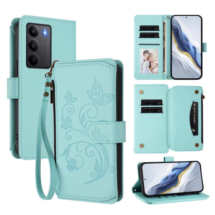 Butterfly Love Flower Multi-card Zipper Wallet Leather Phone Case, For Realme P3 Ultra 5G Global, For Realme P3 Pro 5G Global, For Realme C75 4G Global / 14x 5G India, For Realme 14 Pro+ 5G, For Realme 14 Pro+ 5G Global, For Realme 14 Pro 5G India     ...