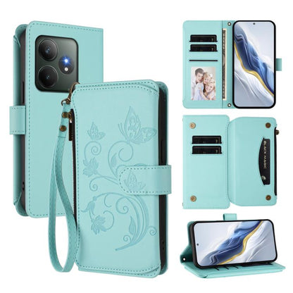 Butterfly Love Flower Multi-card Zipper Wallet Leather Phone Case, For Realme 13+ 5G Global, For Realme 13 Pro / 13 Pro+ 5G Global, For Realme GT 6 5G / GT 6T 5G Global, For Realme C67 4G / 12 Lite 4G Global, For Realme 12 Pro / 12 Pro+ / P1 Pro 5G    ...