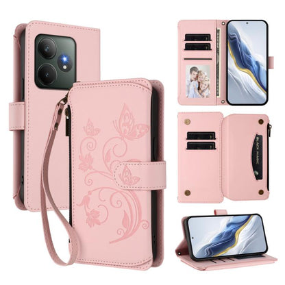 Butterfly Love Flower Multi-card Zipper Wallet Leather Phone Case, For Realme 13+ 5G Global, For Realme 13 Pro / 13 Pro+ 5G Global, For Realme GT 6 5G / GT 6T 5G Global, For Realme C67 4G / 12 Lite 4G Global, For Realme 12 Pro / 12 Pro+ / P1 Pro 5G    ...