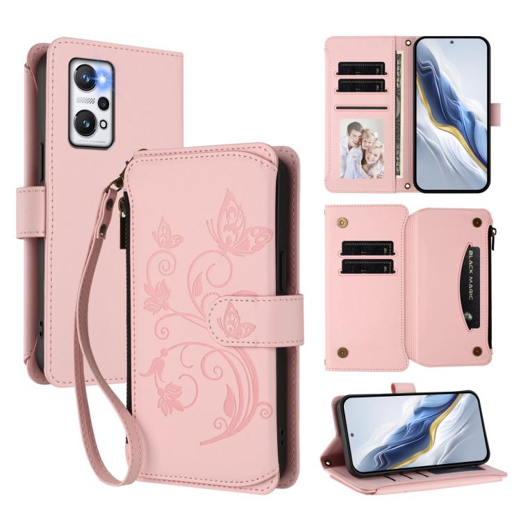 Butterfly Love Flower Multi-card Zipper Wallet Leather Phone Case, For Realme C55 4G Global / Narzo N55, For Realme C33 2023 / 2022, For Realme 10T 5G / 10S 5G, For Realme GT3 5G /  GT Neo 5 240W, For Realme 10 Pro 5G, For Realme 10 Pro+ 5G            ...