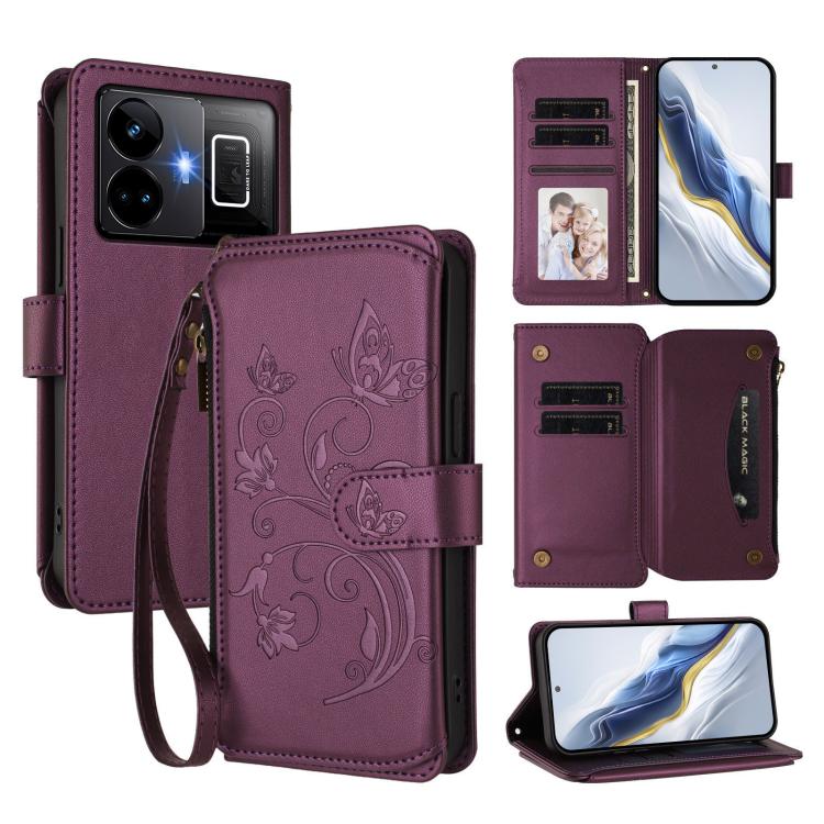 Butterfly Love Flower Multi-card Zipper Wallet Leather Phone Case, For Realme C55 4G Global / Narzo N55, For Realme C33 2023 / 2022, For Realme 10T 5G / 10S 5G, For Realme GT3 5G /  GT Neo 5 240W, For Realme 10 Pro 5G, For Realme 10 Pro+ 5G            ...
