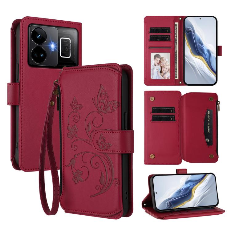 Butterfly Love Flower Multi-card Zipper Wallet Leather Phone Case, For Realme C55 4G Global / Narzo N55, For Realme C33 2023 / 2022, For Realme 10T 5G / 10S 5G, For Realme GT3 5G /  GT Neo 5 240W, For Realme 10 Pro 5G, For Realme 10 Pro+ 5G            ...