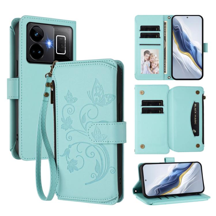 Butterfly Love Flower Multi-card Zipper Wallet Leather Phone Case, For Realme C55 4G Global / Narzo N55, For Realme C33 2023 / 2022, For Realme 10T 5G / 10S 5G, For Realme GT3 5G /  GT Neo 5 240W, For Realme 10 Pro 5G, For Realme 10 Pro+ 5G            ...