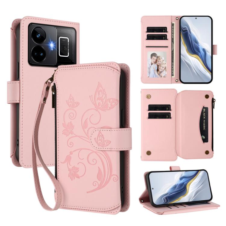 Butterfly Love Flower Multi-card Zipper Wallet Leather Phone Case, For Realme C55 4G Global / Narzo N55, For Realme C33 2023 / 2022, For Realme 10T 5G / 10S 5G, For Realme GT3 5G /  GT Neo 5 240W, For Realme 10 Pro 5G, For Realme 10 Pro+ 5G            ...
