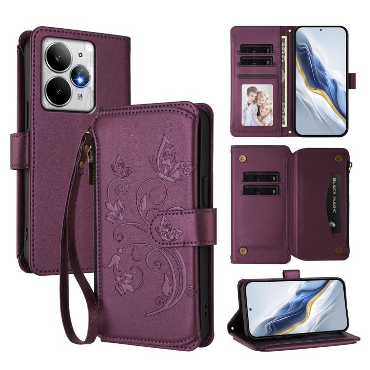 Butterfly Love Flower Multi-card Zipper Wallet Leather Phone Case, For Realme P4 Pro 5G, For Realme P4 5G, For Realme 15T 5G Global, For Realme C71 4G India, For Realme 15 5G / 15 Pro 5G, For Realme C71 4G Global, For Realme Neo7 Turbo                 ...