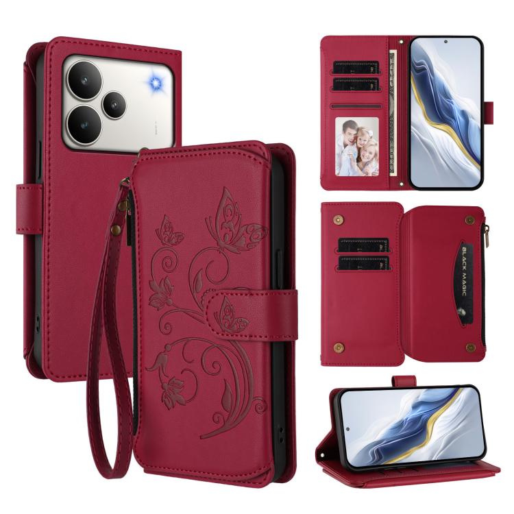 Butterfly Love Flower Multi-card Zipper Wallet Leather Phone Case, For Realme P4 Pro 5G, For Realme P4 5G, For Realme 15T 5G Global, For Realme C71 4G India, For Realme 15 5G / 15 Pro 5G, For Realme C71 4G Global, For Realme Neo7 Turbo                 ...
