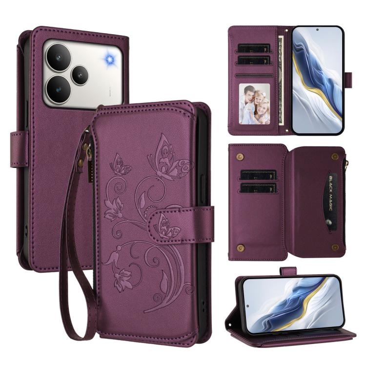 Butterfly Love Flower Multi-card Zipper Wallet Leather Phone Case, For Realme P4 Pro 5G, For Realme P4 5G, For Realme 15T 5G Global, For Realme C71 4G India, For Realme 15 5G / 15 Pro 5G, For Realme C71 4G Global, For Realme Neo7 Turbo                 ...