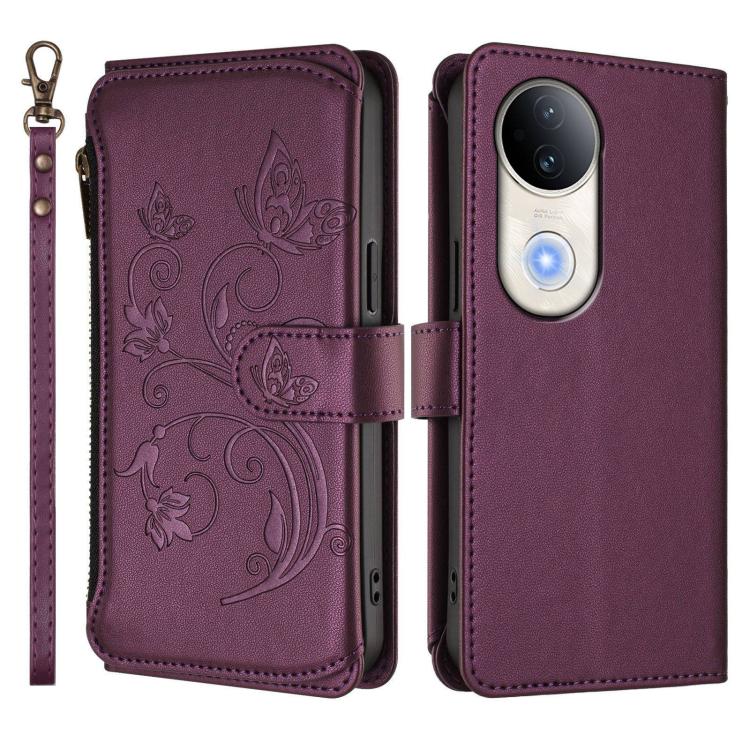 Butterfly Love Flower Multi-card Zipper Wallet Leather Phone Case, For vivo S20 5G, For vivo S20 Pro 5G, For vivo Y300 5G Global / V40 Lite IDN, For vivo X200 5G, For vivo X200 Pro mini, For vivo X200 Pro 5G, For vivo Y100 5G IDN / Y200e Global        ...
