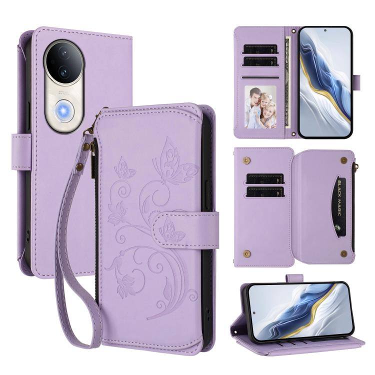 Butterfly Love Flower Multi-card Zipper Wallet Leather Phone Case, For vivo S20 5G, For vivo S20 Pro 5G, For vivo Y300 5G Global / V40 Lite IDN, For vivo X200 5G, For vivo X200 Pro mini, For vivo X200 Pro 5G, For vivo Y100 5G IDN / Y200e Global        ...