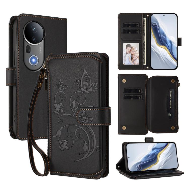 Butterfly Love Flower Multi-card Zipper Wallet Leather Phone Case, For vivo S20 5G, For vivo S20 Pro 5G, For vivo Y300 5G Global / V40 Lite IDN, For vivo X200 5G, For vivo X200 Pro mini, For vivo X200 Pro 5G, For vivo Y100 5G IDN / Y200e Global        ...
