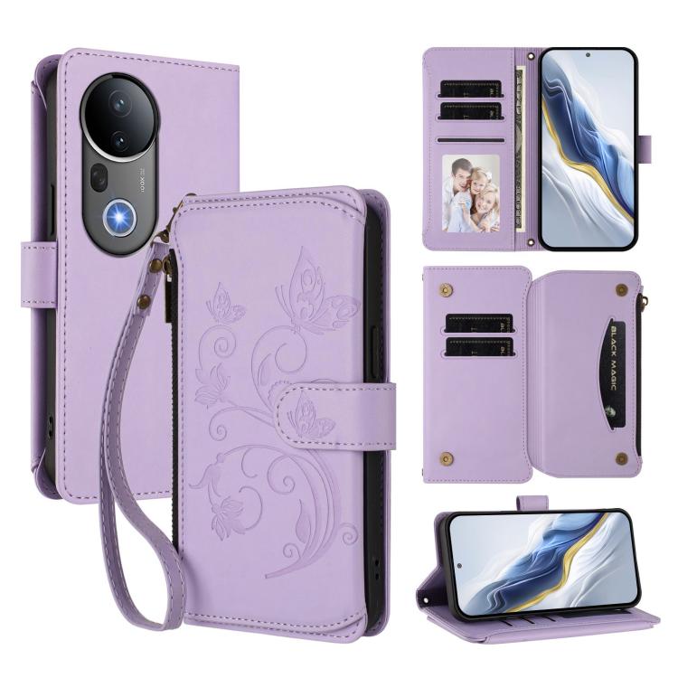 Butterfly Love Flower Multi-card Zipper Wallet Leather Phone Case, For vivo S20 5G, For vivo S20 Pro 5G, For vivo Y300 5G Global / V40 Lite IDN, For vivo X200 5G, For vivo X200 Pro mini, For vivo X200 Pro 5G, For vivo Y100 5G IDN / Y200e Global        ...