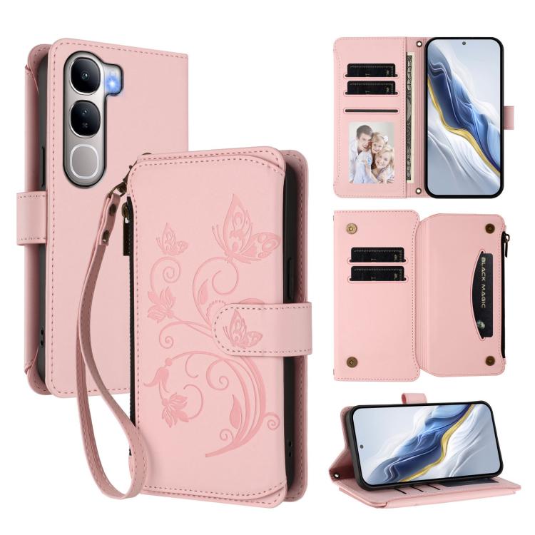 Butterfly Love Flower Multi-card Zipper Wallet Leather Phone Case, For vivo S20 5G, For vivo S20 Pro 5G, For vivo Y300 5G Global / V40 Lite IDN, For vivo X200 5G, For vivo X200 Pro mini, For vivo X200 Pro 5G, For vivo Y100 5G IDN / Y200e Global        ...