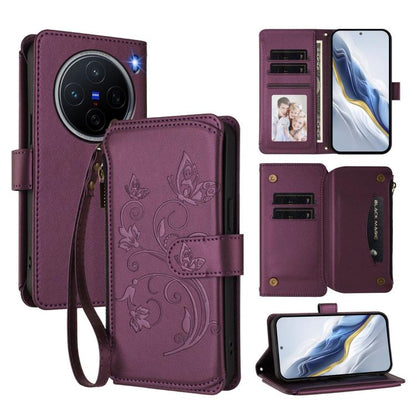 Butterfly Love Flower Multi-card Zipper Wallet Leather Phone Case, For vivo S20 5G, For vivo S20 Pro 5G, For vivo Y300 5G Global / V40 Lite IDN, For vivo X200 5G, For vivo X200 Pro mini, For vivo X200 Pro 5G, For vivo Y100 5G IDN / Y200e Global        ...
