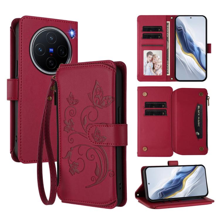 Butterfly Love Flower Multi-card Zipper Wallet Leather Phone Case, For vivo S20 5G, For vivo S20 Pro 5G, For vivo Y300 5G Global / V40 Lite IDN, For vivo X200 5G, For vivo X200 Pro mini, For vivo X200 Pro 5G, For vivo Y100 5G IDN / Y200e Global        ...
