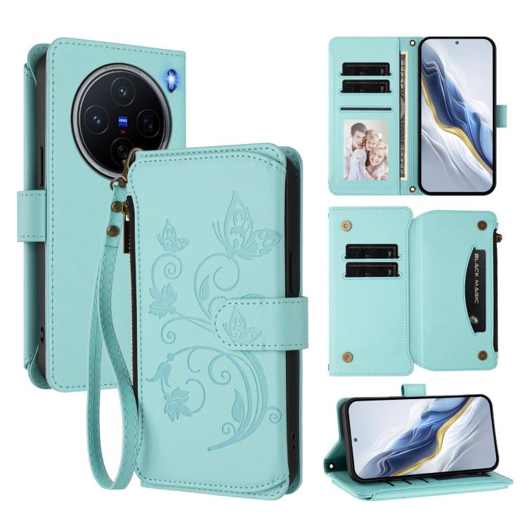 Butterfly Love Flower Multi-card Zipper Wallet Leather Phone Case, For vivo S20 5G, For vivo S20 Pro 5G, For vivo Y300 5G Global / V40 Lite IDN, For vivo X200 5G, For vivo X200 Pro mini, For vivo X200 Pro 5G, For vivo Y100 5G IDN / Y200e Global        ...
