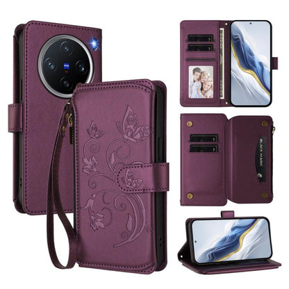 Butterfly Love Flower Multi-card Zipper Wallet Leather Phone Case, For vivo S20 5G, For vivo S20 Pro 5G, For vivo Y300 5G Global / V40 Lite IDN, For vivo X200 5G, For vivo X200 Pro mini, For vivo X200 Pro 5G, For vivo Y100 5G IDN / Y200e Global        ...