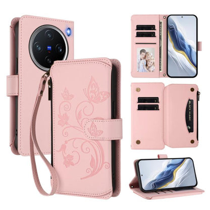 Butterfly Love Flower Multi-card Zipper Wallet Leather Phone Case, For vivo S20 5G, For vivo S20 Pro 5G, For vivo Y300 5G Global / V40 Lite IDN, For vivo X200 5G, For vivo X200 Pro mini, For vivo X200 Pro 5G, For vivo Y100 5G IDN / Y200e Global        ...