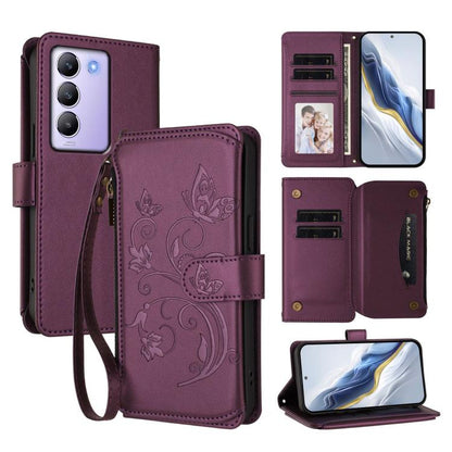Butterfly Love Flower Multi-card Zipper Wallet Leather Phone Case, For vivo S20 5G, For vivo S20 Pro 5G, For vivo Y300 5G Global / V40 Lite IDN, For vivo X200 5G, For vivo X200 Pro mini, For vivo X200 Pro 5G, For vivo Y100 5G IDN / Y200e Global        ...