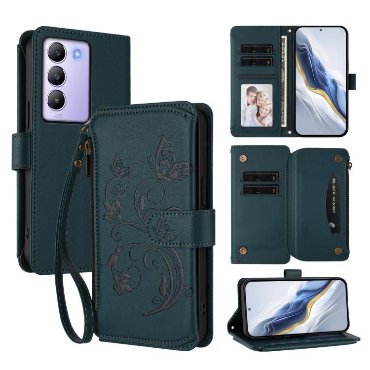 Butterfly Love Flower Multi-card Zipper Wallet Leather Phone Case, For vivo S20 5G, For vivo S20 Pro 5G, For vivo Y300 5G Global / V40 Lite IDN, For vivo X200 5G, For vivo X200 Pro mini, For vivo X200 Pro 5G, For vivo Y100 5G IDN / Y200e Global        ...
