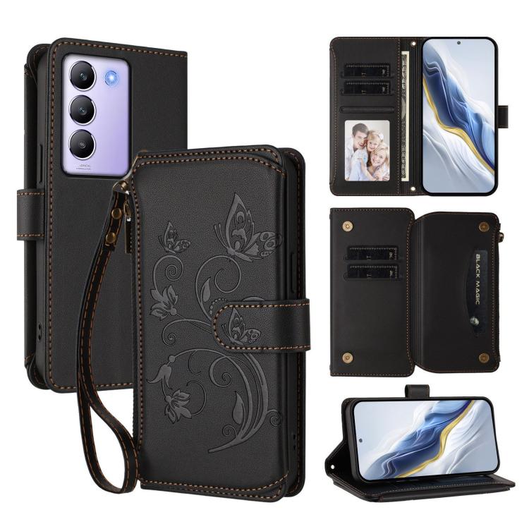 Butterfly Love Flower Multi-card Zipper Wallet Leather Phone Case, For vivo S20 5G, For vivo S20 Pro 5G, For vivo Y300 5G Global / V40 Lite IDN, For vivo X200 5G, For vivo X200 Pro mini, For vivo X200 Pro 5G, For vivo Y100 5G IDN / Y200e Global        ...