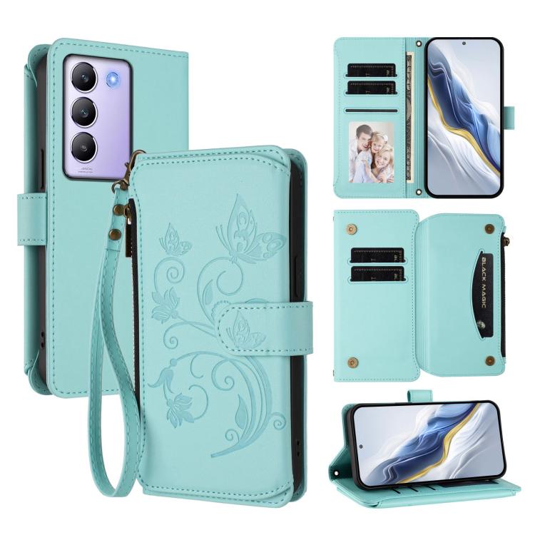 Butterfly Love Flower Multi-card Zipper Wallet Leather Phone Case, For vivo S20 5G, For vivo S20 Pro 5G, For vivo Y300 5G Global / V40 Lite IDN, For vivo X200 5G, For vivo X200 Pro mini, For vivo X200 Pro 5G, For vivo Y100 5G IDN / Y200e Global        ...