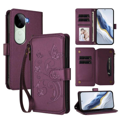 Butterfly Love Flower Multi-card Zipper Wallet Leather Phone Case, For vivo S20 5G, For vivo S20 Pro 5G, For vivo Y300 5G Global / V40 Lite IDN, For vivo X200 5G, For vivo X200 Pro mini, For vivo X200 Pro 5G, For vivo Y100 5G IDN / Y200e Global        ...