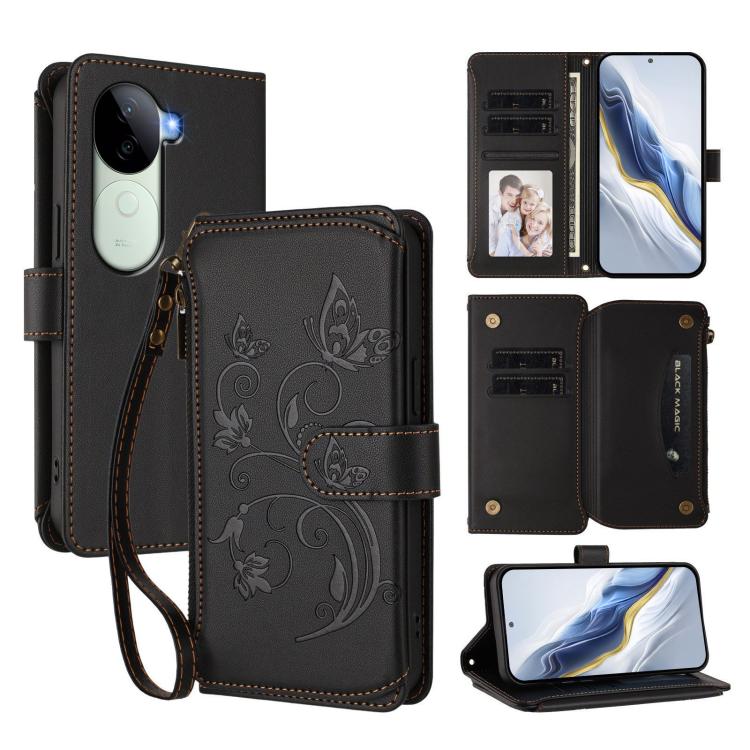 Butterfly Love Flower Multi-card Zipper Wallet Leather Phone Case, For vivo S20 5G, For vivo S20 Pro 5G, For vivo Y300 5G Global / V40 Lite IDN, For vivo X200 5G, For vivo X200 Pro mini, For vivo X200 Pro 5G, For vivo Y100 5G IDN / Y200e Global        ...