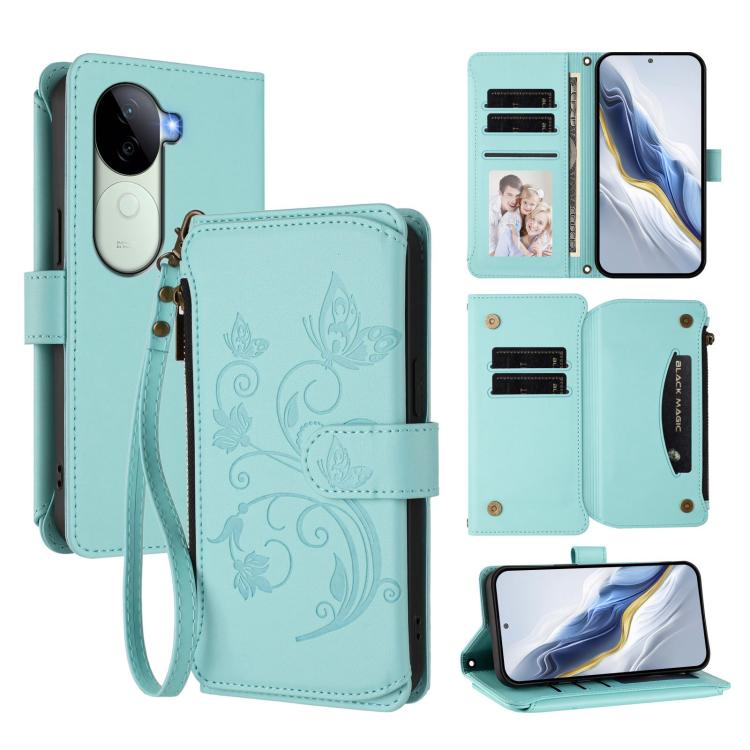 Butterfly Love Flower Multi-card Zipper Wallet Leather Phone Case, For vivo S20 5G, For vivo S20 Pro 5G, For vivo Y300 5G Global / V40 Lite IDN, For vivo X200 5G, For vivo X200 Pro mini, For vivo X200 Pro 5G, For vivo Y100 5G IDN / Y200e Global        ...