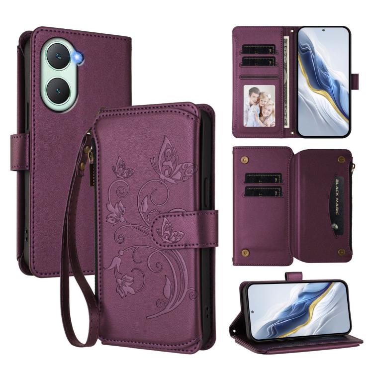 Butterfly Love Flower Multi-card Zipper Wallet Leather Phone Case, For vivo S20 5G, For vivo S20 Pro 5G, For vivo Y300 5G Global / V40 Lite IDN, For vivo X200 5G, For vivo X200 Pro mini, For vivo X200 Pro 5G, For vivo Y100 5G IDN / Y200e Global        ...