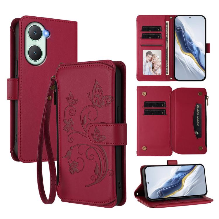 Butterfly Love Flower Multi-card Zipper Wallet Leather Phone Case, For vivo S20 5G, For vivo S20 Pro 5G, For vivo Y300 5G Global / V40 Lite IDN, For vivo X200 5G, For vivo X200 Pro mini, For vivo X200 Pro 5G, For vivo Y100 5G IDN / Y200e Global        ...