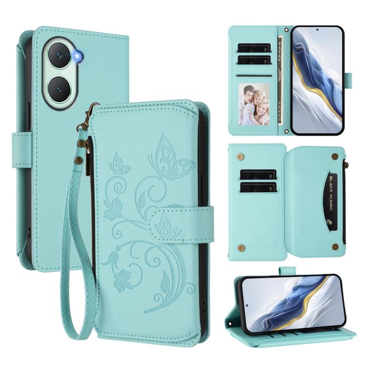 Butterfly Love Flower Multi-card Zipper Wallet Leather Phone Case, For vivo S20 5G, For vivo S20 Pro 5G, For vivo Y300 5G Global / V40 Lite IDN, For vivo X200 5G, For vivo X200 Pro mini, For vivo X200 Pro 5G, For vivo Y100 5G IDN / Y200e Global        ...