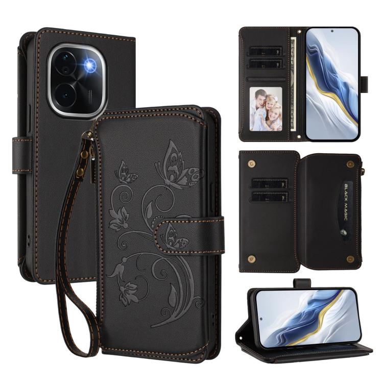 Butterfly Love Flower Multi-card Zipper Wallet Leather Phone Case, For vivo S20 5G, For vivo S20 Pro 5G, For vivo Y300 5G Global / V40 Lite IDN, For vivo X200 5G, For vivo X200 Pro mini, For vivo X200 Pro 5G, For vivo Y100 5G IDN / Y200e Global        ...