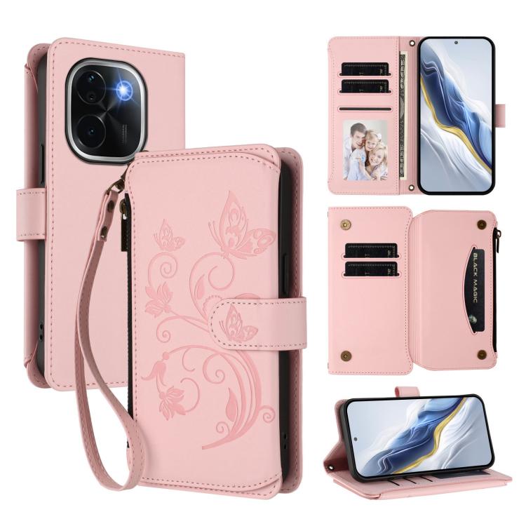 Butterfly Love Flower Multi-card Zipper Wallet Leather Phone Case, For vivo S20 5G, For vivo S20 Pro 5G, For vivo Y300 5G Global / V40 Lite IDN, For vivo X200 5G, For vivo X200 Pro mini, For vivo X200 Pro 5G, For vivo Y100 5G IDN / Y200e Global        ...